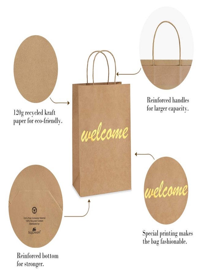 BagDream Brown Gift Bags with Handles 25Pcs 8x4.25x10.5 Welcome Paper Gift Bags for Shopping, Wedding Birthday Party Favor, Retail, Merchandise, Business, Recycled Medium Paper Sacks - Image 3